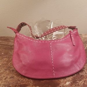 Burgundy Leather Satchel Stitch Purse